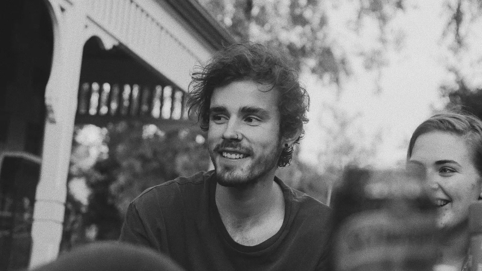 man wearing crew-neck t-shirt